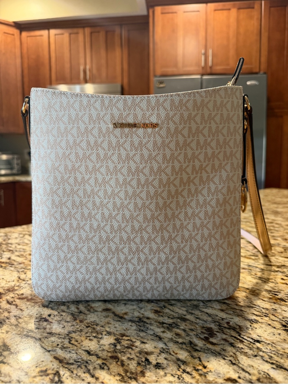 Jet Set Travel Large Metallic Signature Logo Messenger Bag